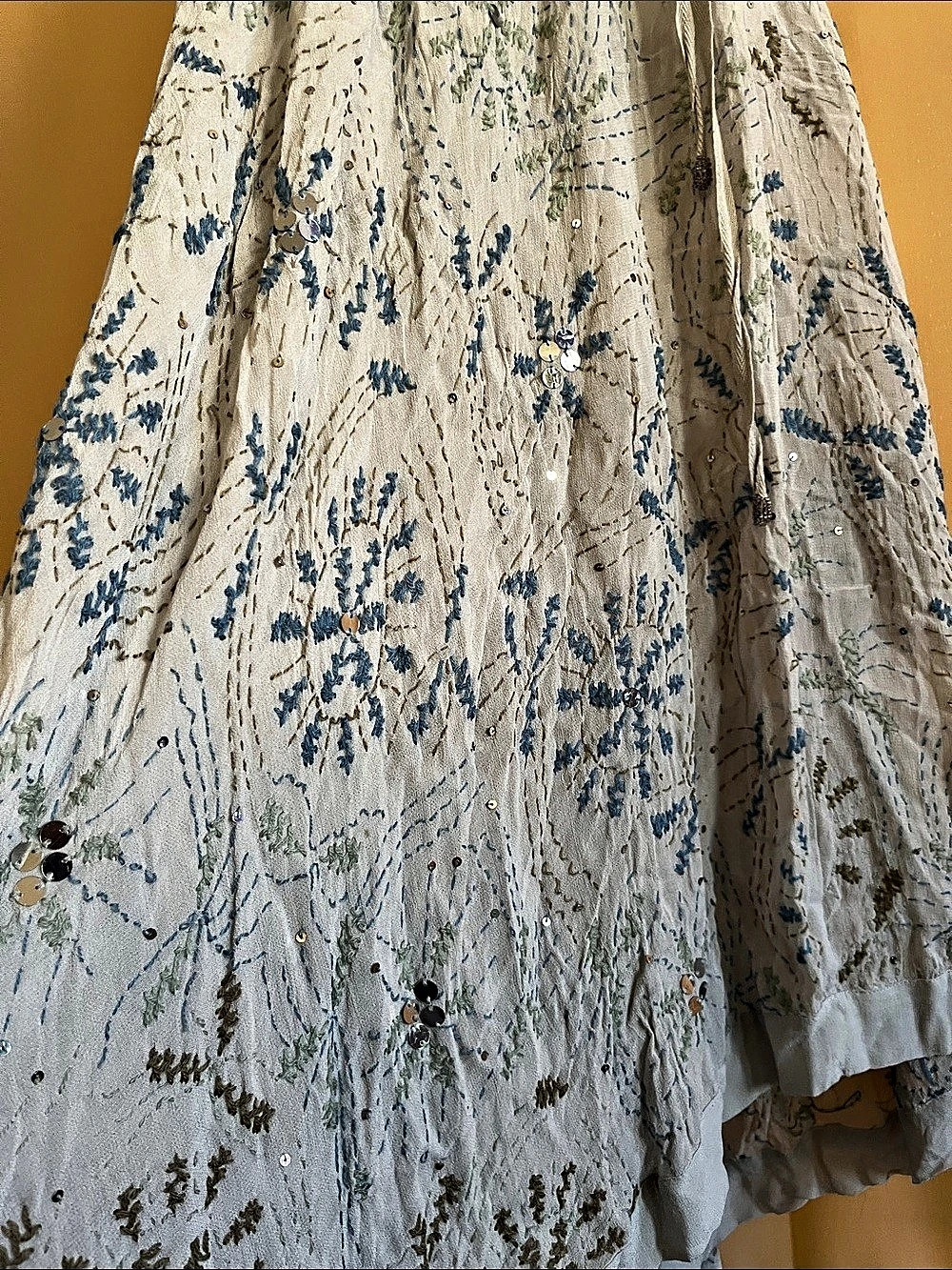 Chan Luu Floral Embroidered Maxi Skirt in Gray & Blue - Picture 8 of 13
